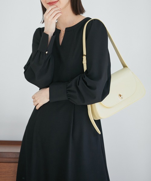 VIS（ビス）の「【270days美ストレッチシリーズ】【洗える】スキッパーワンピース（ワンピース・レディース・ネイビー/ブラック/イエロー/ピンク系その他2・FREE）」の15枚目の写真