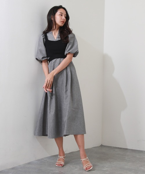 Cheek（チーク）の「ニットビスチェＳＥＴワンピース（ワンピース・レディース・チャコールグレー/グリーン系その他/ネイビー・MEDIUM）」の4枚目の写真