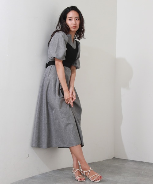 Cheek（チーク）の「ニットビスチェＳＥＴワンピース（ワンピース・レディース・チャコールグレー/グリーン系その他/ネイビー・MEDIUM）」の7枚目の写真