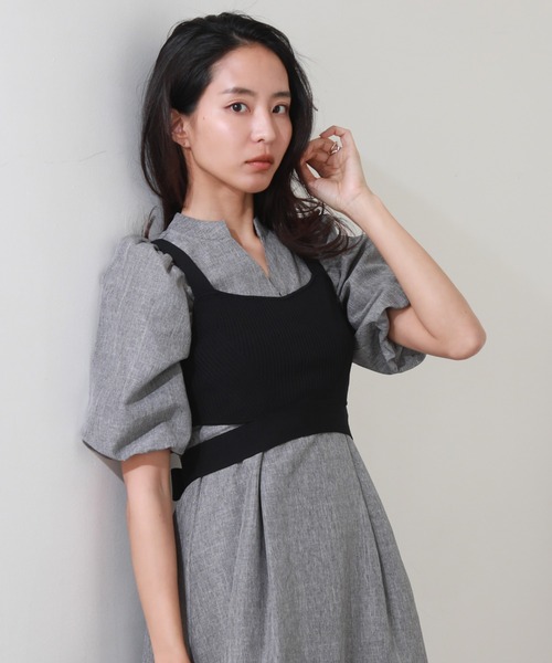 Cheek（チーク）の「ニットビスチェＳＥＴワンピース（ワンピース・レディース・チャコールグレー/グリーン系その他/ネイビー・MEDIUM）」の8枚目の写真