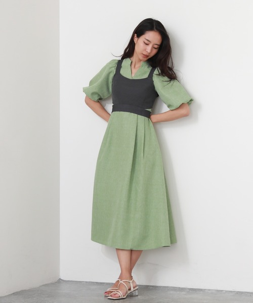 Cheek（チーク）の「ニットビスチェＳＥＴワンピース（ワンピース・レディース・チャコールグレー/グリーン系その他/ネイビー・MEDIUM）」の9枚目の写真