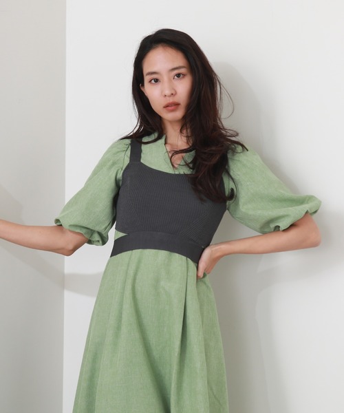 Cheek（チーク）の「ニットビスチェＳＥＴワンピース（ワンピース・レディース・チャコールグレー/グリーン系その他/ネイビー・MEDIUM）」の14枚目の写真