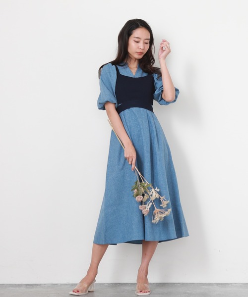 Cheek（チーク）の「ニットビスチェＳＥＴワンピース（ワンピース・レディース・チャコールグレー/グリーン系その他/ネイビー・MEDIUM）」の15枚目の写真