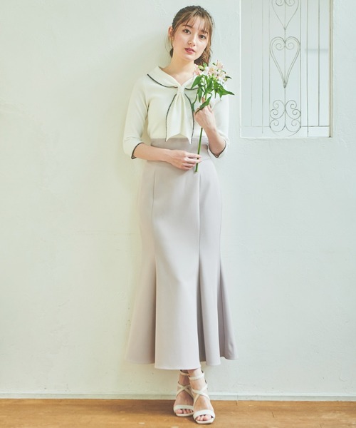 NOELA(ノエラ)の「配色ステッチニット(ニット/セーター・レディース・オフホワイト/ラベンダー/ネイビー・フリー)」の7枚目の写真