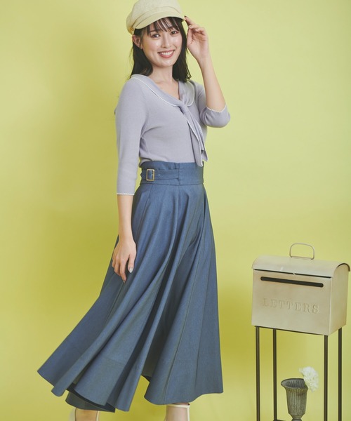 NOELA(ノエラ)の「配色ステッチニット(ニット/セーター・レディース・オフホワイト/ラベンダー/ネイビー・フリー)」の11枚目の写真