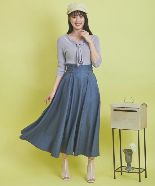 NOELA(ノエラ)の「配色ステッチニット(ニット/セーター・レディース・オフホワイト/ラベンダー/ネイビー・フリー)」の12枚目の写真