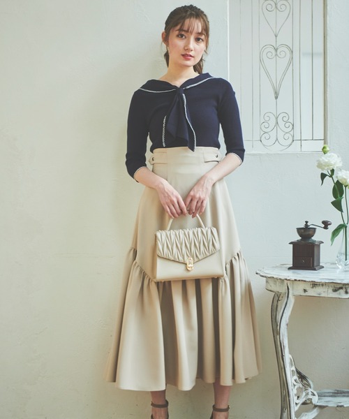 NOELA(ノエラ)の「配色ステッチニット(ニット/セーター・レディース・オフホワイト/ラベンダー/ネイビー・フリー)」の14枚目の写真