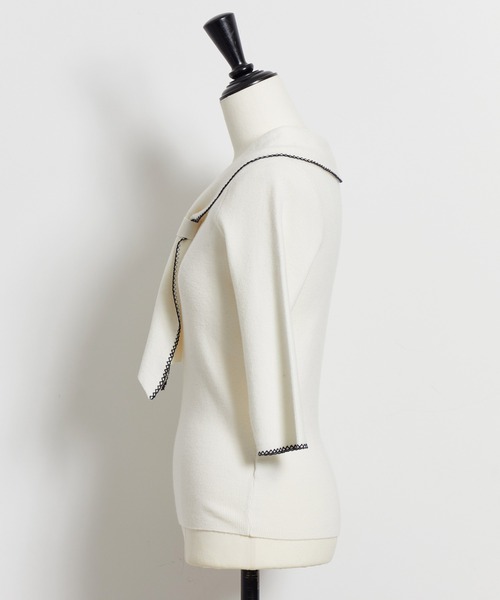 NOELA(ノエラ)の「配色ステッチニット(ニット/セーター・レディース・オフホワイト/ラベンダー/ネイビー・フリー)」の16枚目の写真