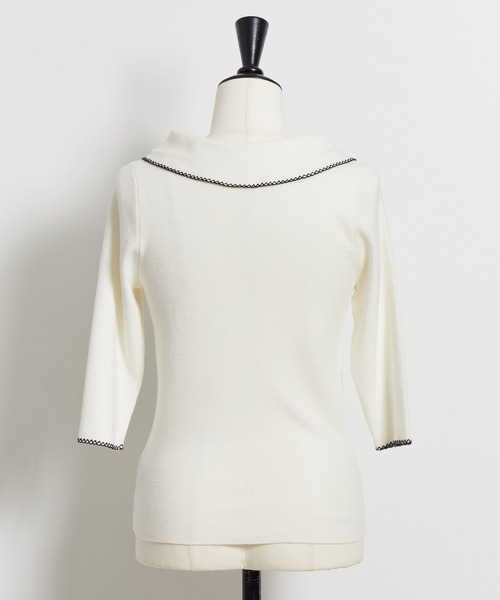 NOELA(ノエラ)の「配色ステッチニット(ニット/セーター・レディース・オフホワイト/ラベンダー/ネイビー・フリー)」の17枚目の写真