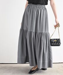 配色ステッチティアードスカート