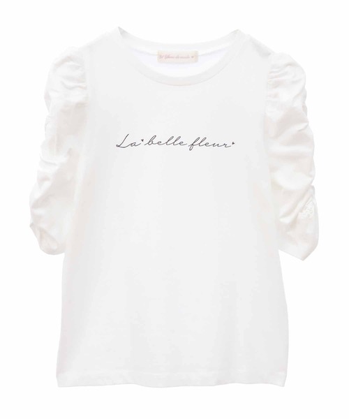 31 Sons de mode(トランテアン ソン ドゥ モード)の「シャーリングスリーブロゴTシャツ(Tシャツ/カットソー・レディース・オフホワイト/ブラック・36)」の17枚目の写真
