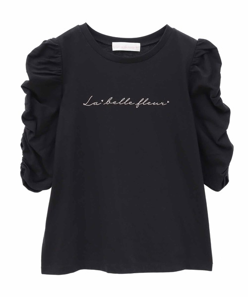 31 Sons de mode(トランテアン ソン ドゥ モード)の「シャーリングスリーブロゴTシャツ(Tシャツ/カットソー・レディース・オフホワイト/ブラック・36)」の19枚目の写真