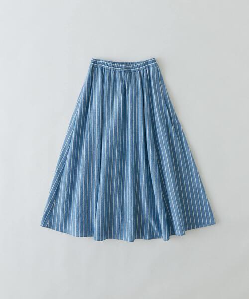 conges payes ADIEU TRISTESSE（コンジェ ペイエ アデュートリステス）の「ストライプギャザースカート（スカート・レディース・ネイビー/ブルー/ブラック・38）」の3枚目の写真