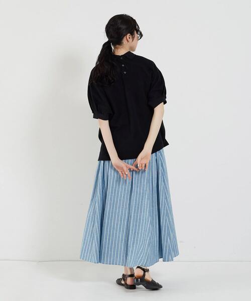 conges payes ADIEU TRISTESSE（コンジェ ペイエ アデュートリステス）の「ストライプギャザースカート（スカート・レディース・ネイビー/ブルー/ブラック・38）」の9枚目の写真