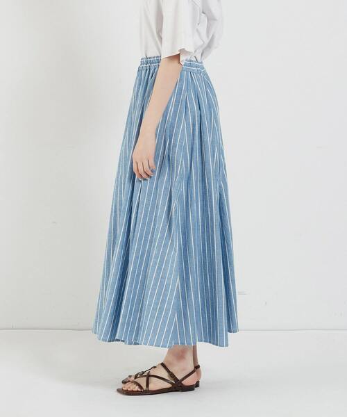conges payes ADIEU TRISTESSE（コンジェ ペイエ アデュートリステス）の「ストライプギャザースカート（スカート・レディース・ネイビー/ブルー/ブラック・38）」の11枚目の写真