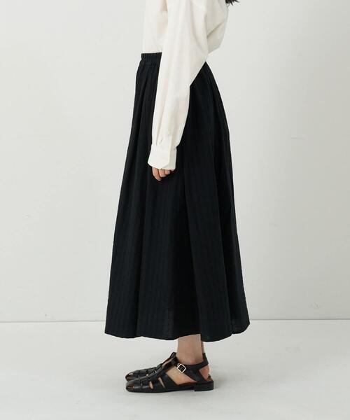 conges payes ADIEU TRISTESSE（コンジェ ペイエ アデュートリステス）の「ストライプギャザースカート（スカート・レディース・ネイビー/ブルー/ブラック・38）」の18枚目の写真