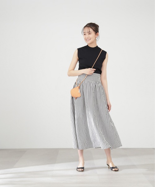 N.（N. Natural Beauty Basic）（エヌエヌナチュラルビューティーベーシック）の「【S Size Line】ギンガムギャザースカート（スカート・レディース・ブラック系その他・SMALL/MEDIUM）」の4枚目の写真