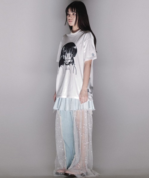 NICE GHOST CLUB（ナイスゴーストクラブ）の「A'GEM/9 × .kom『NICE GHOST CLUB/ナイスゴーストクラブ』CRYING SMILE TEE/クライング スマイルティーシャツ 半袖カットソー（Tシャツ/カットソー・レディース・ブラック/ホワイト・M/L/S）」の5枚目の写真