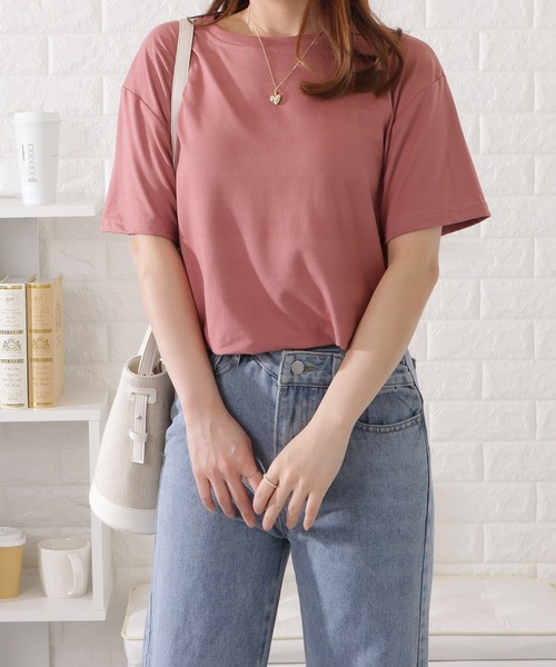 綺麗め ニット 半袖Tシャツ リラックスシルエット 無地 61oxzCWBJtL._UY1000_.jpg