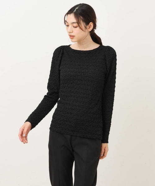 a.v.v(アーヴェヴェ)の「ギャザースリーブぽこぽこトップス(Tシャツ/カットソー・レディース・ブラック/アイボリー/ブルー・38/34/36/40/42)」の21枚目の写真