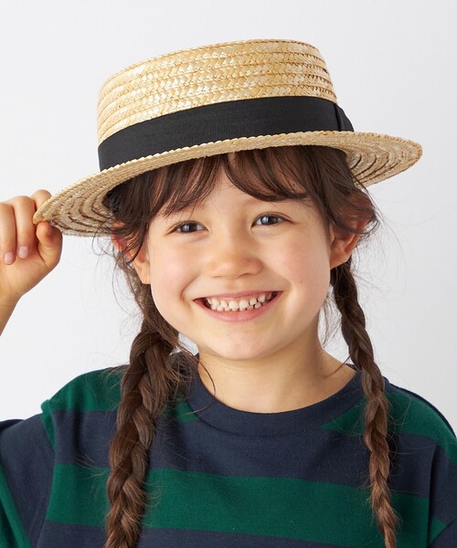 SHIPS any(シップス エニィ)の「SHIPS any: ストロー ボーターハット<KIDS>◇(ハット・キッズ・ベージュ/レッド/オフホワイト/ネイビー・MEDIUM/SMALL/ONE SIZE)」の3枚目の写真