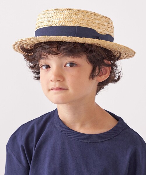 SHIPS any(シップス エニィ)の「SHIPS any: ストロー ボーターハット<KIDS>◇(ハット・キッズ・ベージュ/レッド/オフホワイト/ネイビー・MEDIUM/SMALL/ONE SIZE)」の4枚目の写真