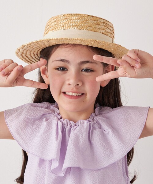 SHIPS any(シップス エニィ)の「SHIPS any: ストロー ボーターハット<KIDS>◇(ハット・キッズ・ベージュ/レッド/オフホワイト/ネイビー・MEDIUM/SMALL/ONE SIZE)」の8枚目の写真