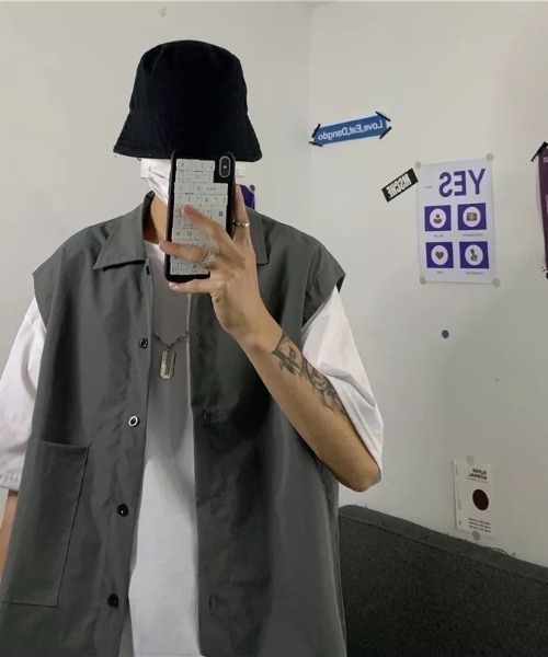 ARCHIVER(アーカイバ)の「【Bz】ノースリーブシャツベスト(ベスト・レディース・ホワイト・X-LARGE)」の6枚目の写真