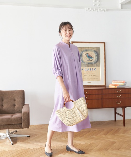 送料無料★11号【アルファキュービック】半袖柄ワンピース★白緑ホワイトグリーン上質レディースエレガントおしゃれデート通勤チュニック A⁄C DESIGN BY ALPHA CUBIC（エーシーデザインバイアルファ