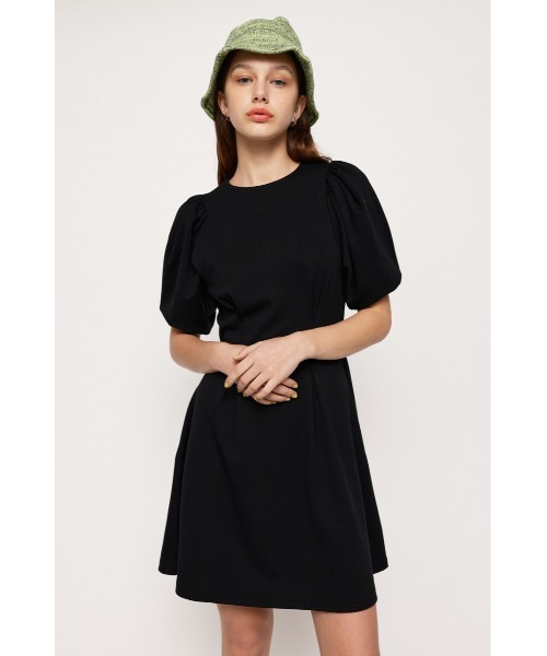 SLY ブラック ミニワンピース 半袖 SLY ワンピース TUCK SLEEVE WORK S/OP タックスリーブ ワーク