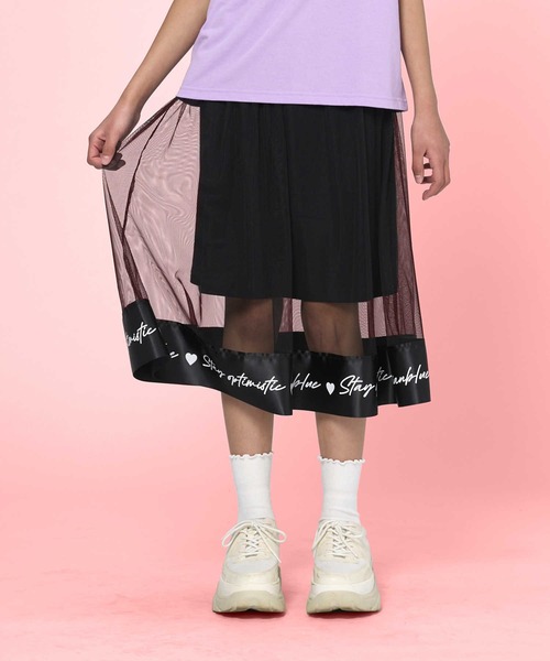 Right-on（ライトオン）の「【VIVIAN BLUE】メッシュスカート（スカート・キッズ・ブラック/パープル・120/140/130/150）」の2枚目の写真