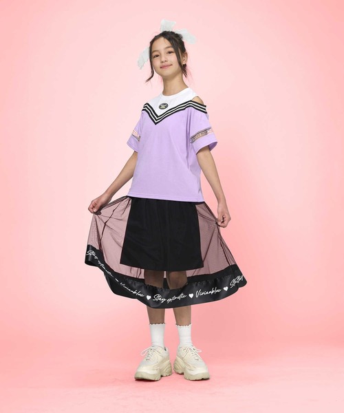 Right-on（ライトオン）の「【VIVIAN BLUE】メッシュスカート（スカート・キッズ・ブラック/パープル・120/140/130/150）」の15枚目の写真