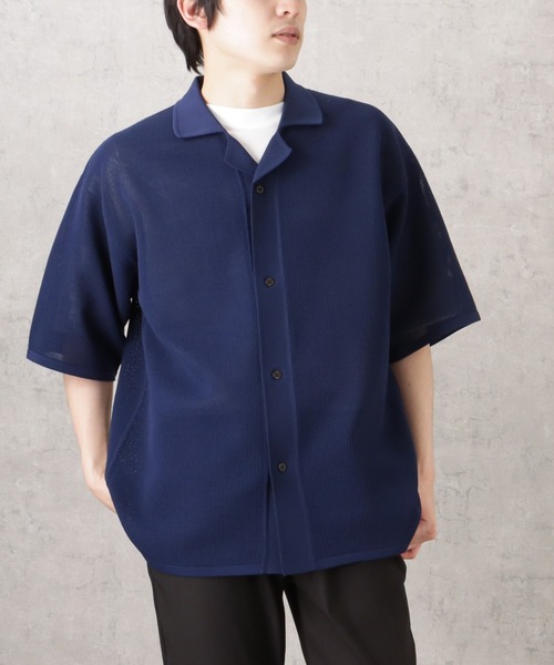 URBAN COLLECTION(アーバンコレクション)の「半袖ニットシャツ(シャツ/ブラウス・メンズ・アイボリー/ブラック/ネイビー・M/XL/L)」の7枚目の写真