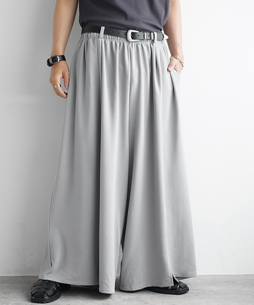 MinoriTY（マイノリティ）の「【MinoriTY】梨地素材タックワイドバギー袴パンツ ハカマパンツ 極太ワイドパンツ ワイドスラックス メンズ 無地（スラックス・メンズ・カーキ/グレー/ブラック/ワイン/ネイビー/グレー系その他/ブラック系その他・L/M/S）」の9枚目の写真