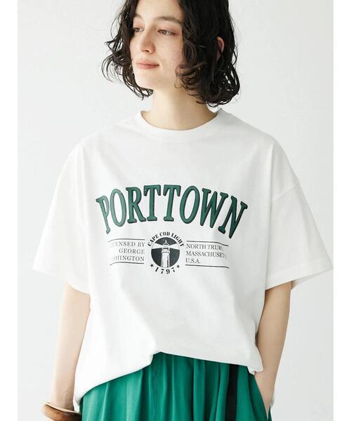 CRAFT STANDARD BOUTIQUE(クラフトスタンダードブティック)の「PORTTOWN Tee ◆(Tシャツ/カットソー・レディース・ブラック/カーキ/ホワイト・M/L)」の4枚目の写真