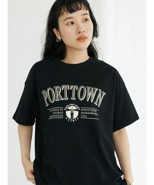 CRAFT STANDARD BOUTIQUE(クラフトスタンダードブティック)の「PORTTOWN Tee ◆(Tシャツ/カットソー・レディース・ブラック/カーキ/ホワイト・M/L)」の5枚目の写真