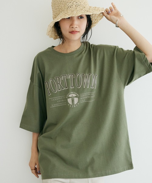 CRAFT STANDARD BOUTIQUE(クラフトスタンダードブティック)の「PORTTOWN Tee ◆(Tシャツ/カットソー・レディース・ブラック/カーキ/ホワイト・M/L)」の3枚目の写真