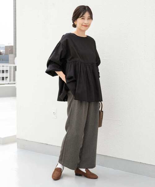 URBAN RESEARCH DOORS（アーバンリサーチドアーズ）の「コットンツイル2WAYギャザーブラウス（シャツ/ブラウス・レディース・ブラック/ブラウン/ブルー・MEDIUM）」の9枚目の写真