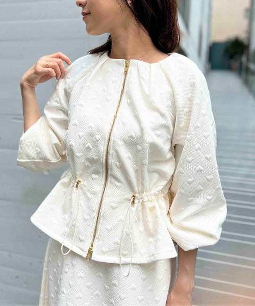 PICCIN PERLA(ピッチンペルラ)の「【セットアップ可能】ふくれ織りドロストブルゾン(ブルゾン・レディース・ブラック/オフホワイト・M)」の2枚目の写真