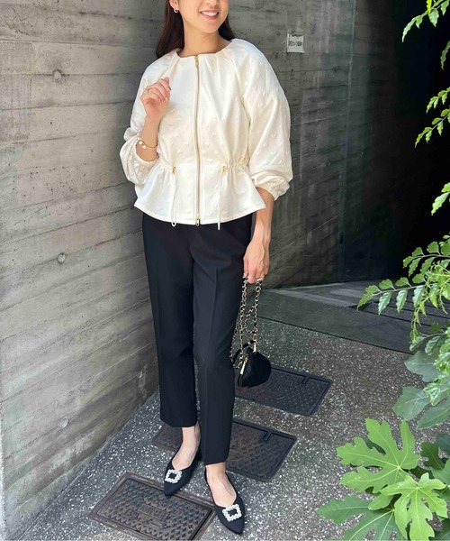 PICCIN PERLA(ピッチンペルラ)の「【セットアップ可能】ふくれ織りドロストブルゾン(ブルゾン・レディース・ブラック/オフホワイト・M)」の11枚目の写真