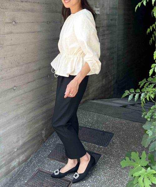 PICCIN PERLA(ピッチンペルラ)の「【セットアップ可能】ふくれ織りドロストブルゾン(ブルゾン・レディース・ブラック/オフホワイト・M)」の12枚目の写真