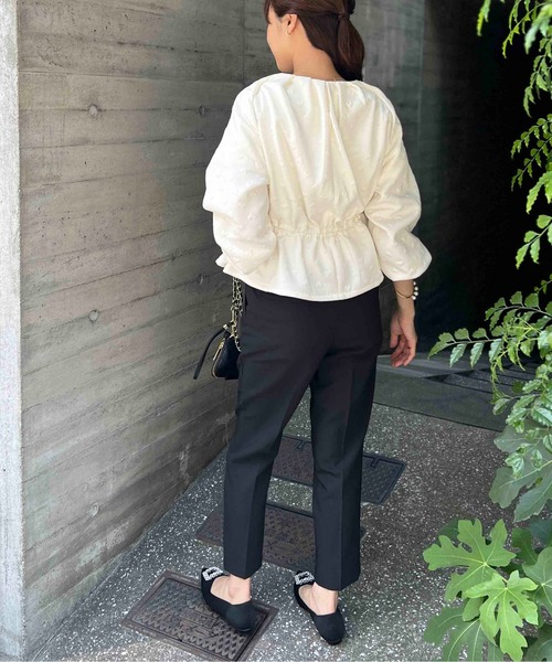 PICCIN PERLA(ピッチンペルラ)の「【セットアップ可能】ふくれ織りドロストブルゾン(ブルゾン・レディース・ブラック/オフホワイト・M)」の13枚目の写真