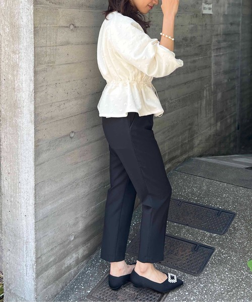 PICCIN PERLA(ピッチンペルラ)の「【セットアップ可能】ふくれ織りドロストブルゾン(ブルゾン・レディース・ブラック/オフホワイト・M)」の14枚目の写真