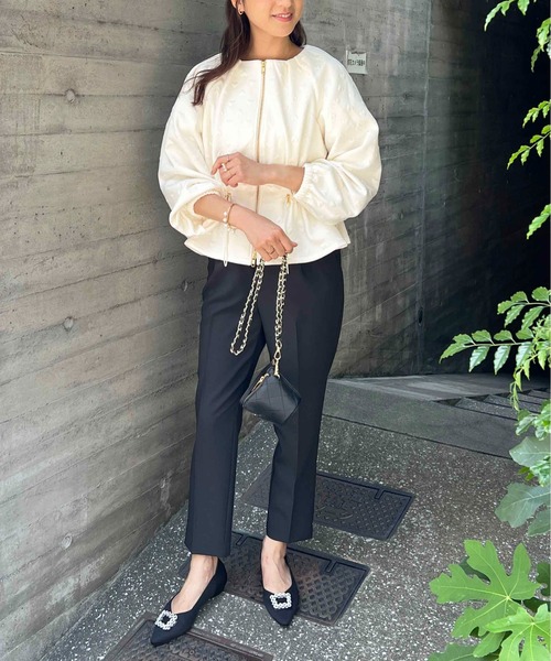 PICCIN PERLA(ピッチンペルラ)の「【セットアップ可能】ふくれ織りドロストブルゾン(ブルゾン・レディース・ブラック/オフホワイト・M)」の15枚目の写真