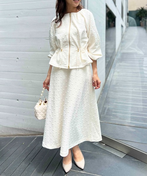 PICCIN PERLA(ピッチンペルラ)の「【セットアップ可能】ふくれ織りドロストブルゾン(ブルゾン・レディース・ブラック/オフホワイト・M)」の3枚目の写真