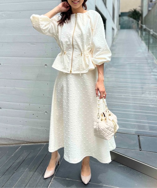 PICCIN PERLA(ピッチンペルラ)の「【セットアップ可能】ふくれ織りドロストブルゾン(ブルゾン・レディース・ブラック/オフホワイト・M)」の6枚目の写真
