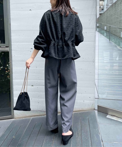 PICCIN PERLA(ピッチンペルラ)の「【セットアップ可能】ふくれ織りドロストブルゾン(ブルゾン・レディース・ブラック/オフホワイト・M)」の21枚目の写真