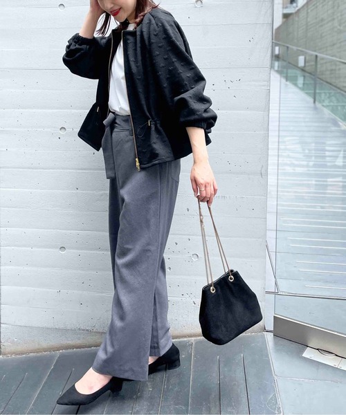 PICCIN PERLA(ピッチンペルラ)の「【セットアップ可能】ふくれ織りドロストブルゾン(ブルゾン・レディース・ブラック/オフホワイト・M)」の20枚目の写真