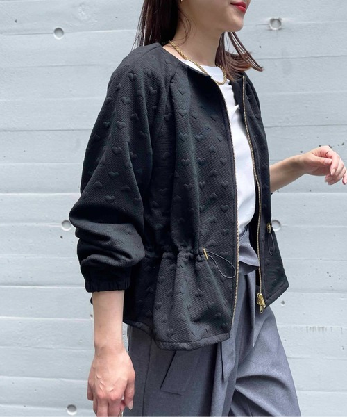 PICCIN PERLA(ピッチンペルラ)の「【セットアップ可能】ふくれ織りドロストブルゾン(ブルゾン・レディース・ブラック/オフホワイト・M)」の17枚目の写真