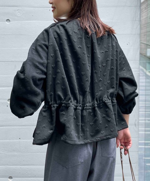 PICCIN PERLA(ピッチンペルラ)の「【セットアップ可能】ふくれ織りドロストブルゾン(ブルゾン・レディース・ブラック/オフホワイト・M)」の18枚目の写真